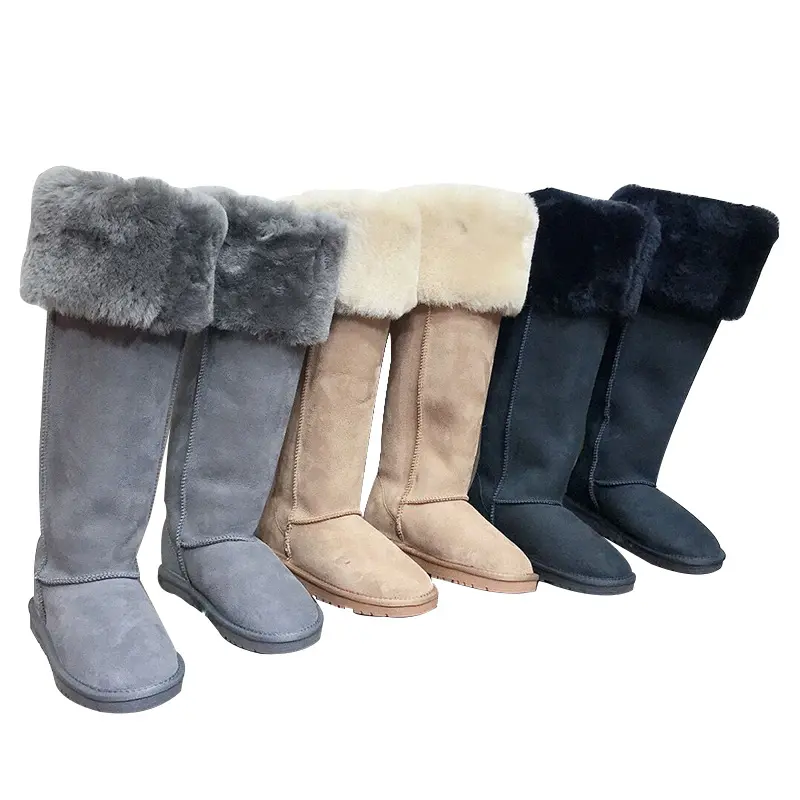 2022 New Shoe Leather Over The Knee Thigh High Winter Snow Boot For Woman