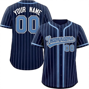 Camiseta de Béisbol Personalizada, Rayas Azul Marino, Impresión Sublimada, Absorbe la Humedad, Unisex, Adulto, Manga Corta, Cierre de Botones, Nombre del Equipo 00 - Product Image 1