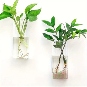 Vase en verre cylindrique mural, décoration <span class=keywords><strong>murale</strong></span> créative pour <span class=keywords><strong>salon</strong></span>, transparent, simplicité moderne, hydroponique, fleur - Product Image 4