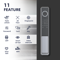 Serrure de porte intelligente UIELOCK C01 Max avec reconnaissance de la veine palmaire, empreinte digitale, reconnaissance faciale 3D, caméra et interphone vidéo Tuya