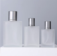 Bouteille de pompe en verre dépoli de 50ml recharge de parfum bouteille de toner facial vide avec brume fine 25ml 100ml diffuseur de roseau de forme carrée