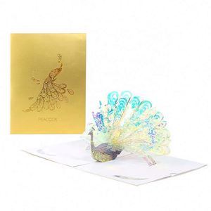 การ์ดอวยพรป๊อปอัพ 3 มิติ รูปนกยูงหลากสี ตัดด้วยเลเซอร์ - Product Image 1