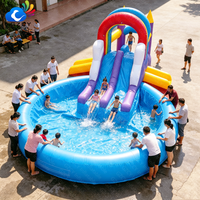Toboggan aquatique gonflable commercial pour adultes, château gonflable de fête, château gonflable blanc pour mariage avec toboggan