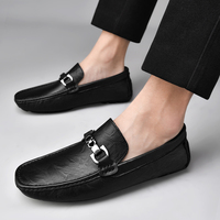 Mocassins pour hommes en cuir véritable, chaussures décontractées à enfiler, chaussures de conduite, marque de luxe italienne, mocassins de créateur tendance pour homme