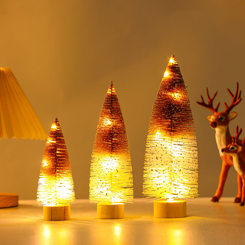 Arbre unique lumineux de 20 cm, bicolore orange et blanc