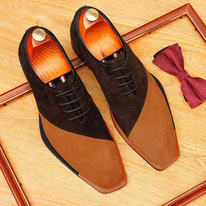 Chaussures décontractées carrées pour hommes, design original, mocassins Oxford à lacets, dessus en cuir, légères, respirantes, antidérapantes, pour l'extérieur - Product Image 1