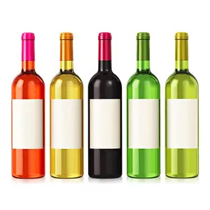 Botella de vino de color verde transparente con corcho, botella de vino de 750ml, personalizada, redonda, precio bajo, oferta