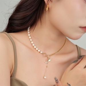 สร้อยคอไข่มุกประดับจี้รูปผีเสื้อสุดหรูสำหรับงานปาร์ตี้ - Product Image 4