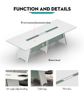 Table de conférence moderne de luxe en bois massif pour hôtel, école, maison, bureau et atelier, réunions de conseil d'administration pour 8 à 10 personnes - Product Image 2