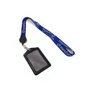 Porta-cartões de crédito em PVC PU colorido para uso em empresas, com cordão, logotipo personalizado e letras para identificação e fotos, uso em presentes e elegantes