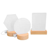 Marco de Fotos al por Mayor con Luz USB, Lámina Acrílica en Blanco para Sublimación por Calor, Base de Madera, Regalos de Escritorio