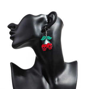 Nuevo diseñador <span class=keywords><strong>de</strong></span> moda resina Halloween pendiente esqueleto Rosa labio uñas Rosa <span class=keywords><strong>boca</strong></span> rojo cereza calavera acrílico gota pendientes para mujer - Product Image 6