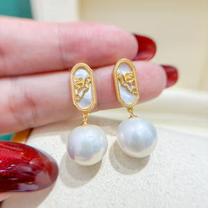 S925 <b>Silver</b> DIY <b>Pearl</b> Accessories Fashion <b>Silver</b> Jewelry <b>Earrings</b> with 9-13mm Round Beads 22218 Empty Tray - Product Image 1