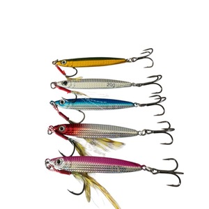 Ensemble de leurres métalliques 5 ou 10 pièces, poids mixtes 10-40g, jigs de pêche en eau salée avec hameçon triple et plume, boîte de rangement en plastique - Product Image 1