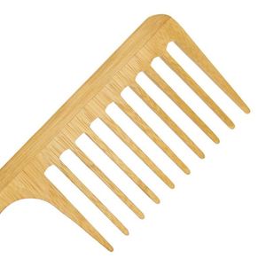 Peigne à dents larges en bois fait main avec poignée, écologique, antistatique, anti-frisottis, grand format - Product Image 3