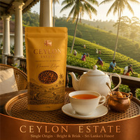Sachet de thé noir de Ceylan à origine unique, refermable avec fenêtre, à fond plat, pour l'emballage alimentaire des petits-déjeuners et des hôtels du Sri Lanka