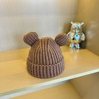 Bonito gorro de punto para niños con pompón, gorro cálido de lana de doble bola para bebés y niñas