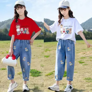 Long T-Shirts For Girls Summer Loose Cotton Tops Kids Fashion Letter Print  Black Long Tops Teens Clothing 6 8 10 12 14 Years Old