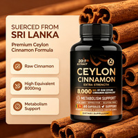 Capsules d'extrait de cannelle de Ceylan en marque privée, 60 capsules, complément naturel à base de cannelle