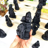 Vente en gros de sculptures en cristal naturel en obsidienne, diverses formes de fantômes, artisanat en cristal, sculptures de cristal pour Halloween