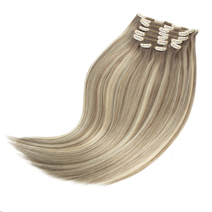 Extensiones de Cabello Humano Remy 100% con Clip, Color Rubio Ceniza, 150g~180g, 10 Piezas - Product Image 1