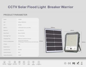 BW caméra de vidéosurveillance de sécurité extérieure lumière d'inondation <span class=keywords><strong>solaire</strong></span> 1200W 1500W aluminium étanche IP67 <span class=keywords><strong>lampe</strong></span> d'inondation avec capteur de mouvement Radar - Product Image 6