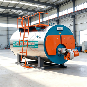Chaudière à vapeur industrielle automatique horizontale au gaz ou au mazout WNS, ensemble complet avec brûleur, pompe d'alimentation en eau et cheminée - Product Image 4