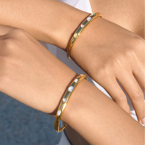 Geometric Colored Zircon Open <b>Bangle</b> Women's Crystal Rhinestone <b>Bracelet</b> Everyday Wear Channel Setting Jewelry - Product Image 4