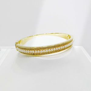 Custom plata 925 sterling <b>Silver</b> minimalist party <b>bracelet</b> fine korean gold plated chunky vintage pearl fashion <b>bangle</b> <b>bracelets</b> - Product Image 4