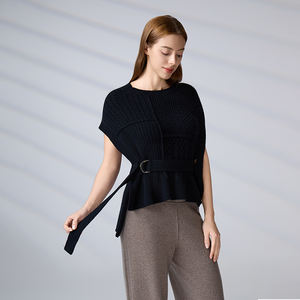 Fabricante de prendas de punto OEM y ODM, suéter de punto personalizado, chaleco informal sin mangas para mujer - Product Image 3