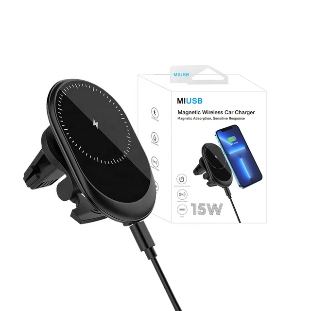 Quick Charge PD 15W Car Magnetic Wireless Charger Magnet Air Vent Car Mount Wireless Charger for All Car Phone Holder Charger