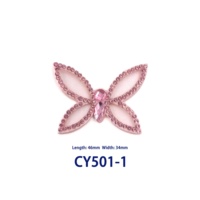 Applique papillon en strass tendance pour la décoration de chaussures et vêtements pour femmes, pièces de chaussures CY501-1 46x34mm