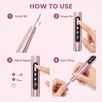 Vantrend Beauty Ponceuse à Ongles Professionnelle Portable en Forme de Stylo pour Ongles en Gel/Acrylique, avec Finition Élégante, Limes à Ongles, Foreoing-Cepillo