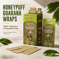 Honeypuff Guarana Wraps King Size, sans tabac, sans nicotine, feuilles à rouler, 4 par sachet, infusées d'énergie naturelle
