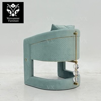 Fauteuil de loisir simple de luxe français Fauteuil lounge à dossier incurvé bleu pour la maison ou l'hôtel Durable