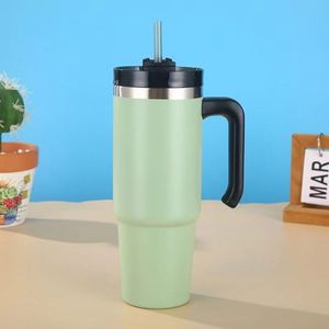 Gobelet isotherme à double paroi en acier inoxydable 30oz avec poignée et paille pour voiture - Product Image 4