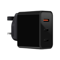 Adaptateur secteur mural 65W GaN à 3 ports USB-A et Type-C pour iPhone, Samsung, MacBook, charge rapide, prise UK, 2C1A, PD, PPS, logo personnalisé