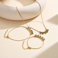 VEWANT Chaîne de cheville hypoallergénique en acier inoxydable plaqué or 18 carats avec œil turc porte-bonheur, bijou de mode estival de haute qualité