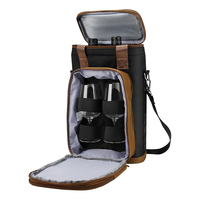 Sac isotherme tactique pour deux bouteilles de vin avec compartiment sécurisé, sac isotherme portable pour le voyage et les pique-niques
