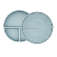 Assiette divisée pour alimentation alimentaire Base d'aspiration Assiette d'apprentissage en silicone de qualité alimentaire pour tout-petits Assiette sectionnelle pour bébé à prise facile