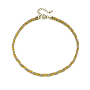 European American Minimalist Color Blocked Mesh Braided Chain <b>Titanium</b> Steel Punk Hip Hop Metal Clavicle <b>Necklace</b> Party Gold - Product Image 5
