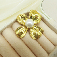 Bros Pernikahan Anak Clover, Mode Mewah, Lapisan Emas Alloy, Desain Bunga Imitasi Mutiara, Serbaguna, Dekoratif