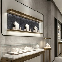 Vitrine murale haut de gamme pour bijoux, ensemble de présentoirs en verre, table console, vitrine sur piédestal rond avec éclairage LED pour bijouterie