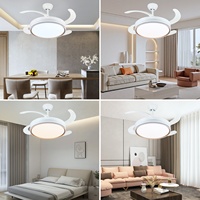 Ventilateur de plafond LED moderne, simple, silencieux, à économie d'énergie, 42 pouces, 6 vitesses, avec variateur d'intensité et moteur DC, télécommande incluse