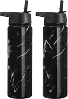 Bouteille d'eau de sport en acier inoxydable à double paroi de 22oz avec 3 couvercles et paille étanche portable pour la salle de sport pour hommes femmes enfants