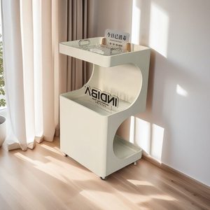 Carrito de Servicio Moderno y Minimalista de 3 Niveles, de Acero Inoxidable, con 4 Ruedas, Tapa Abatible, Estilo Instagram - Product Image 2