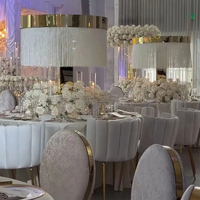Support de centre de table de mariage de luxe doré avec structure en acier inoxydable, taille personnalisable (60 cm) pour événements et fêtes