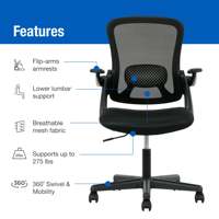 AJUNION-Mobilier de bureau moderne, chaise confortable en maille d'ordinateur, certifié BIFMA, chaise pivotante et réglable pour le personnel