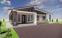 Maison modulaire moderne de 135 m² avec 4 chambres, 3 salles de bain et cuisine, maison préfabriquée avec toit en pente
