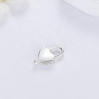 Composants de bijoux en argent sterling 925 : Fermoir mousqueton en forme de cœur, personnalisable avec votre logo, pour colliers et bracelets